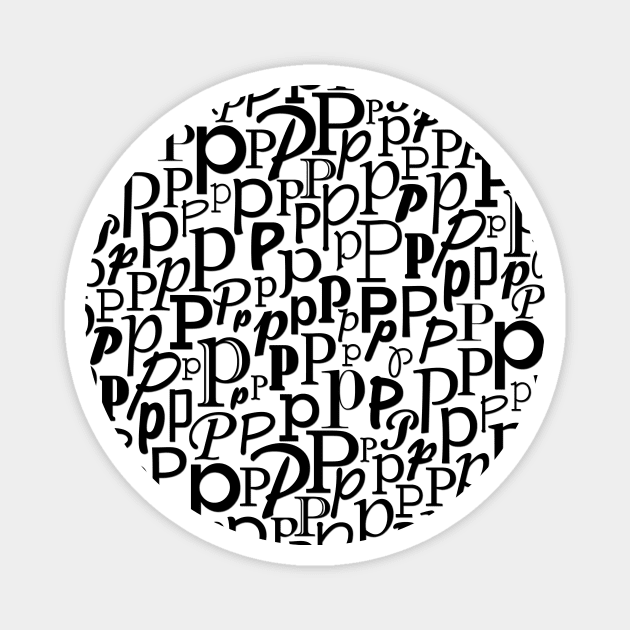 P - Typography (Black) Magnet by gillianembers